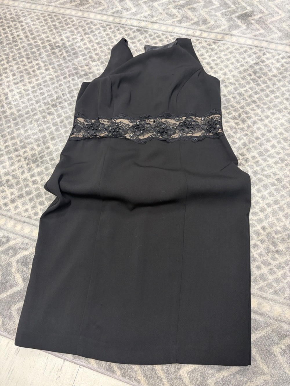 Julian Taylor Black Sleeveless Sheath Dress with Lace Waist